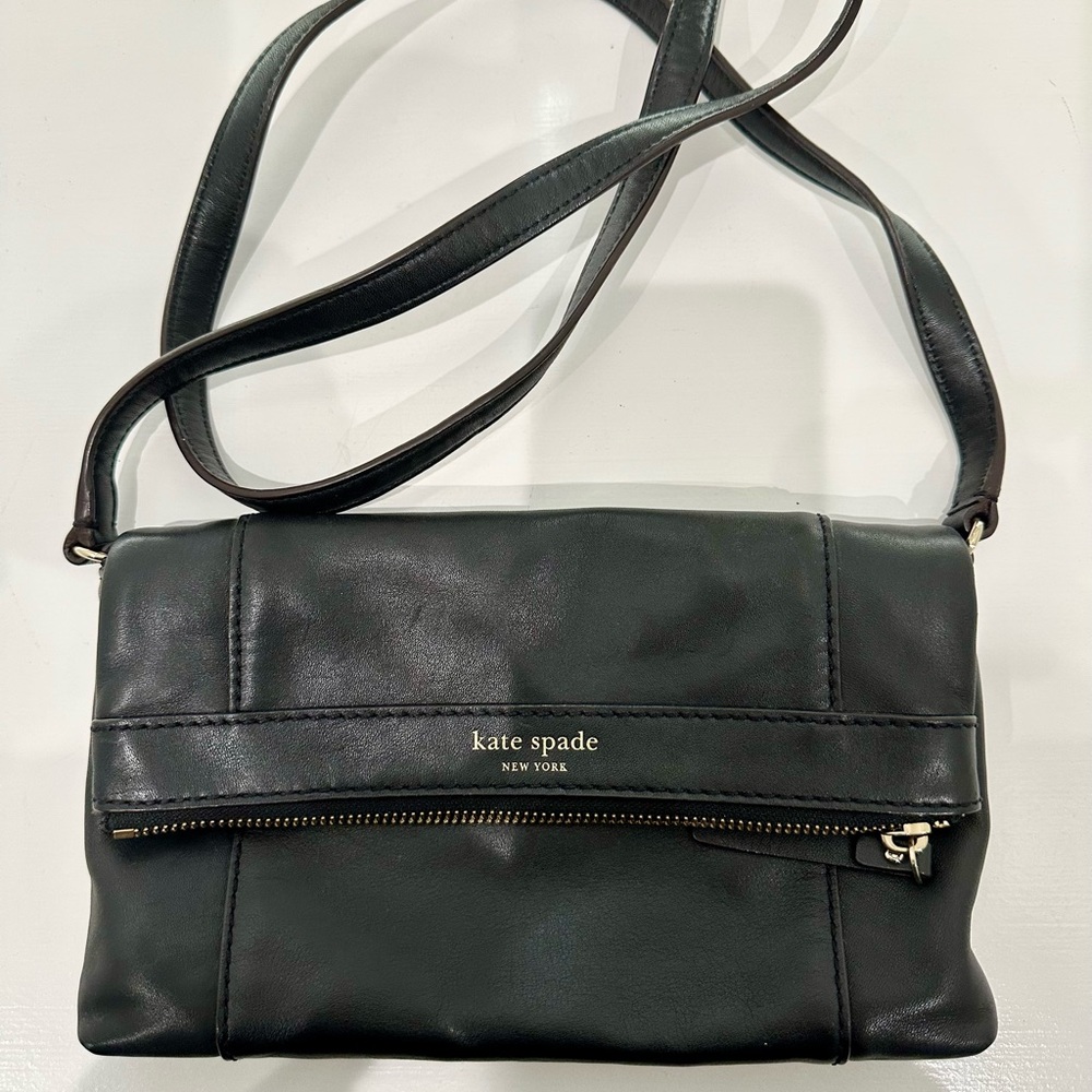 Kate Spade Fremont Place Julian Soft Black Leather Cross Body Purse